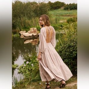 NWT Free People Ibiza Sun Midi Dress in Mushroom Bloom